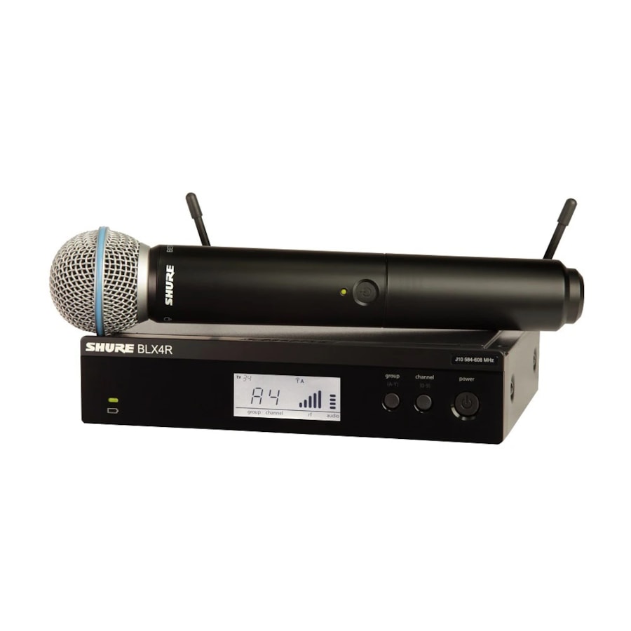 Microfone Shure Sem Fio de Mão BLX24RBR/BETA58-J10 Rack Microfone Shure Sem Fio de Mão BLX24RBR/BETA58-J10 Rack