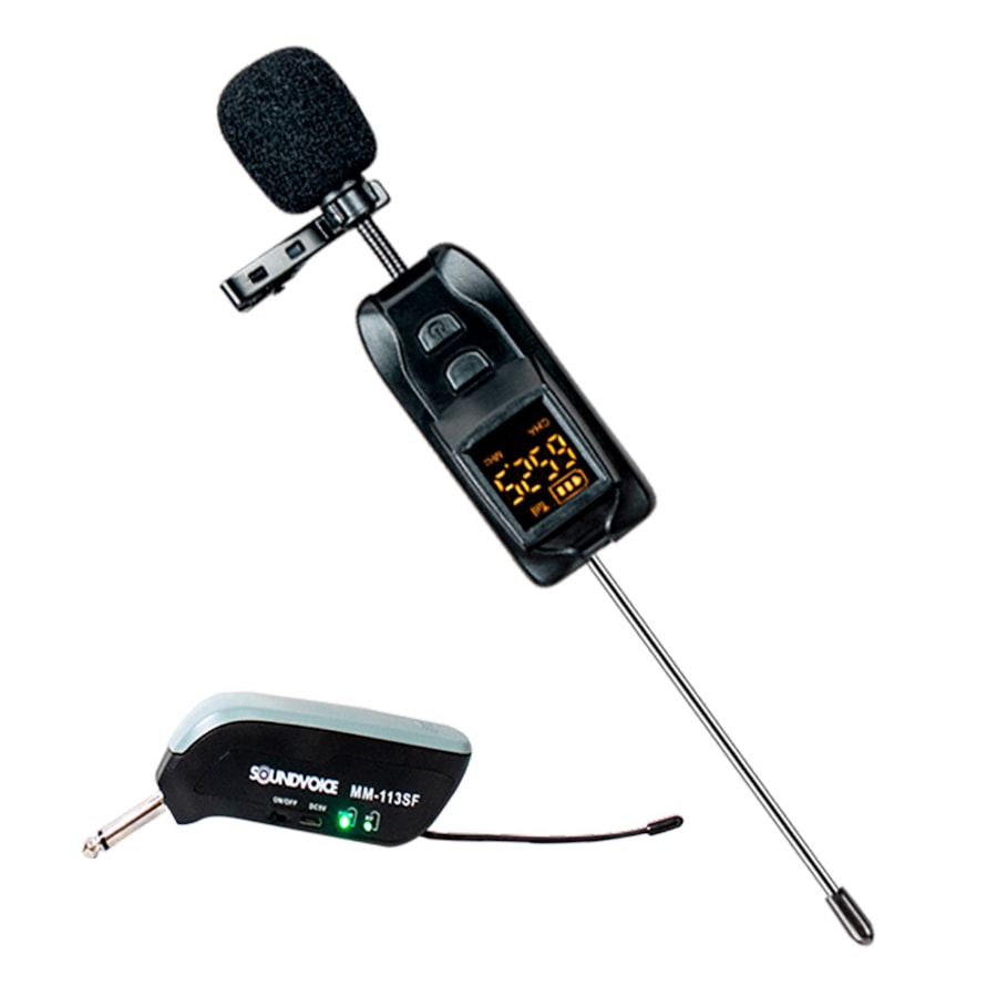 Microfone Soundvoice Lapela MM113 Sem Fio Microfone Soundvoice Lapela MM113 Sem Fio