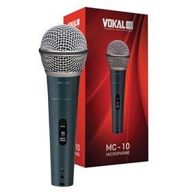 Microfone Vokal MC-10 Dinâmico Unidirecional Cardioide de Mão C/ Fio