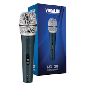 Microfone Vokal MC-20 Dinâmico Unidirecional Cardioide de Mão C/ Fio Microfone Vokal MC-20 Dinâmico Unidirecional Cardioide de Mão C/ Fio