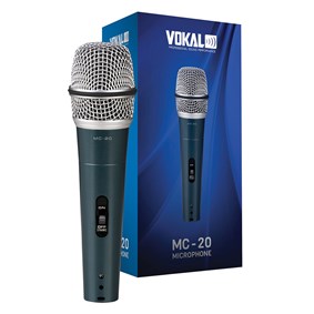 Microfone Vokal MC-20 Dinâmico Unidirecional Cardioide de Mão C/ Fio