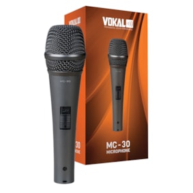 Microfone Vokal MC-30 Dinâmico Unidirecional Cardioide de Mão C/ Fio Microfone Vokal MC-30 Dinâmico Unidirecional Cardioide de Mão C/ Fio