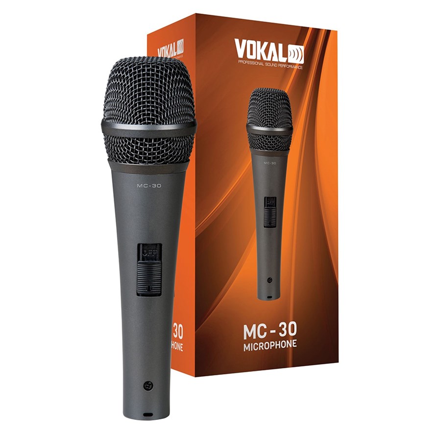 Microfone Vokal MC-30 Dinâmico Unidirecional Cardioide de Mão C/ Fio