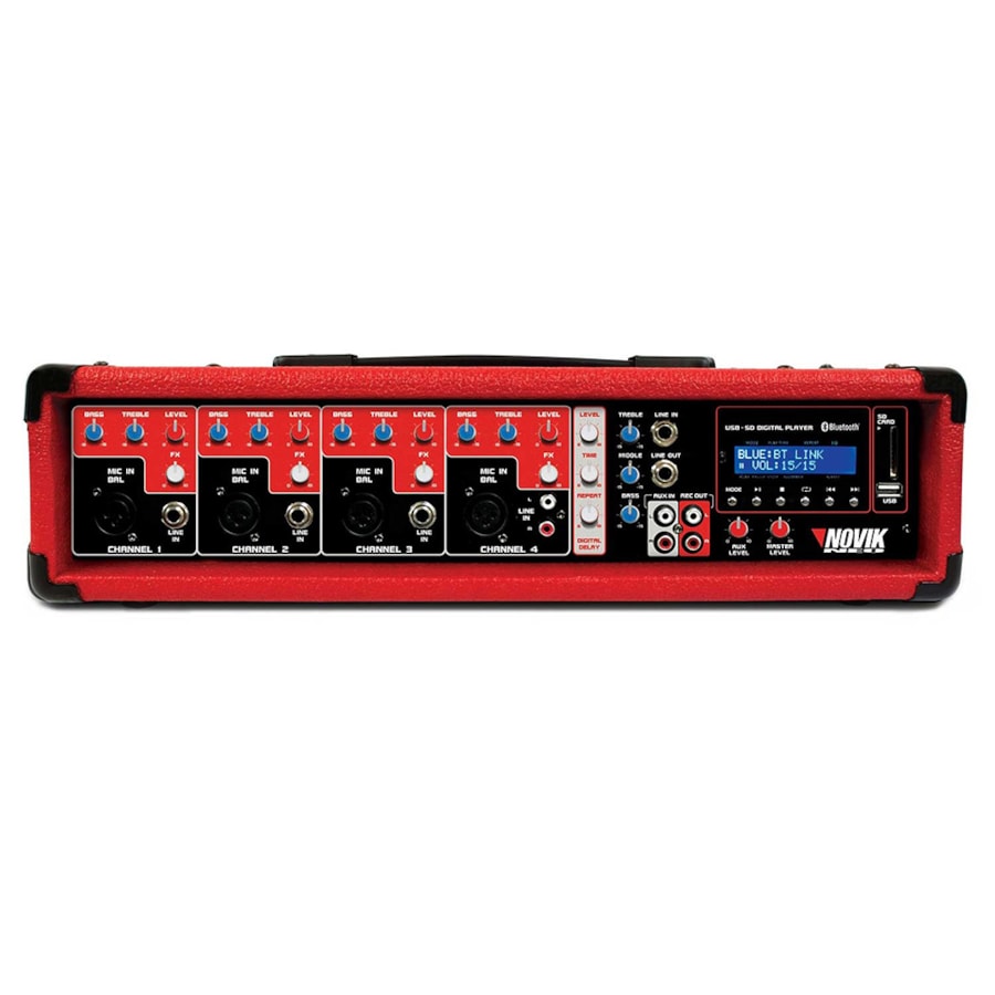Mixer Amplificado Novik NVK-4300BT de 4 Canais de Entrada e 150WRMS Mixer Amplificado Novik NVK-4300BT de 4 Canais de Entrada e 150WRMS