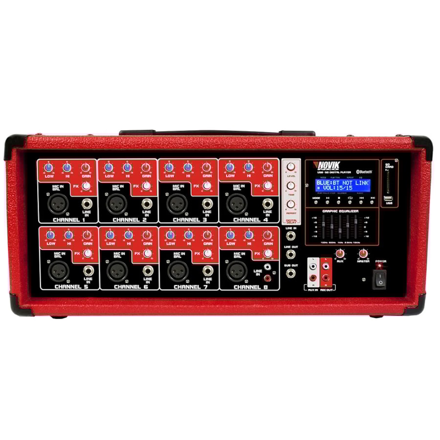 Mixer Amplificado Novik NVK-8500BT de 250 Watts RMS e 8 Canais
