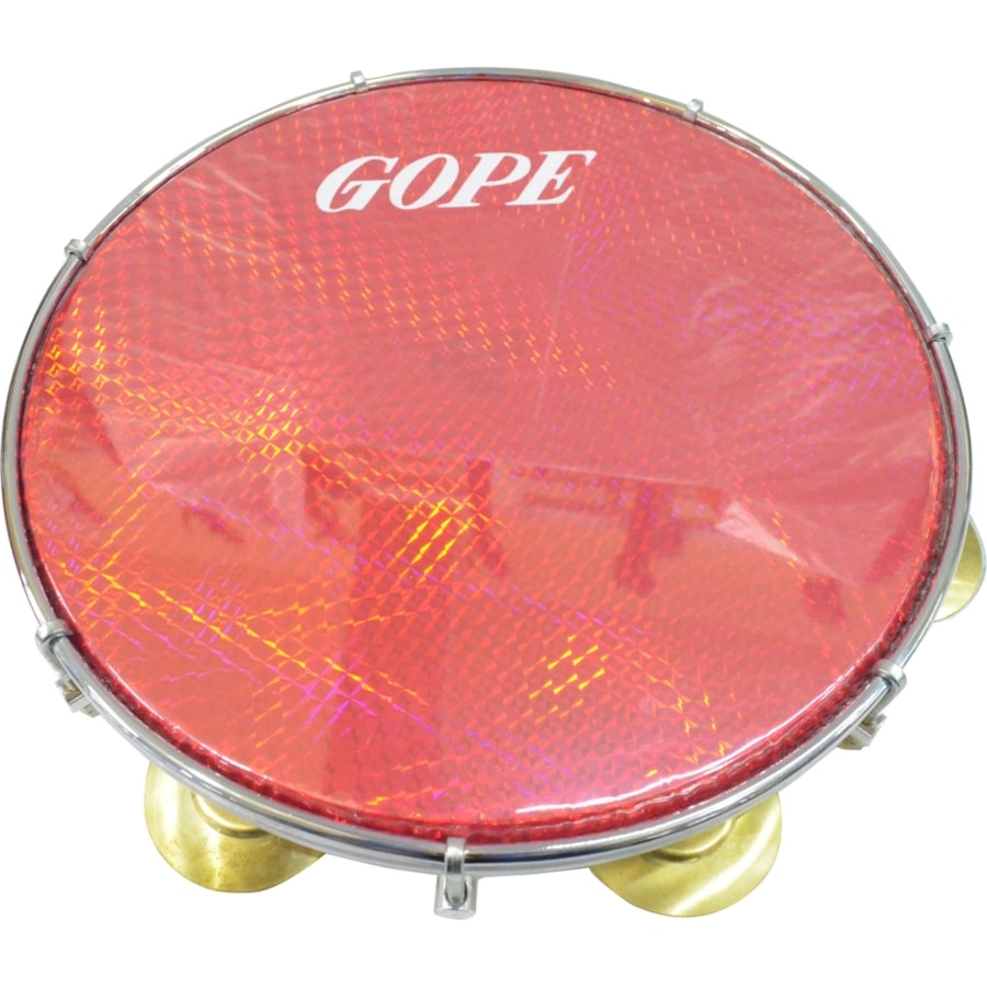 Pandeiro Gope 641PECR de Pele Holográfica 10 Polegadas Vermelho Pandeiro Gope 641PECR de Pele Holográfica 10 Polegadas Vermelho