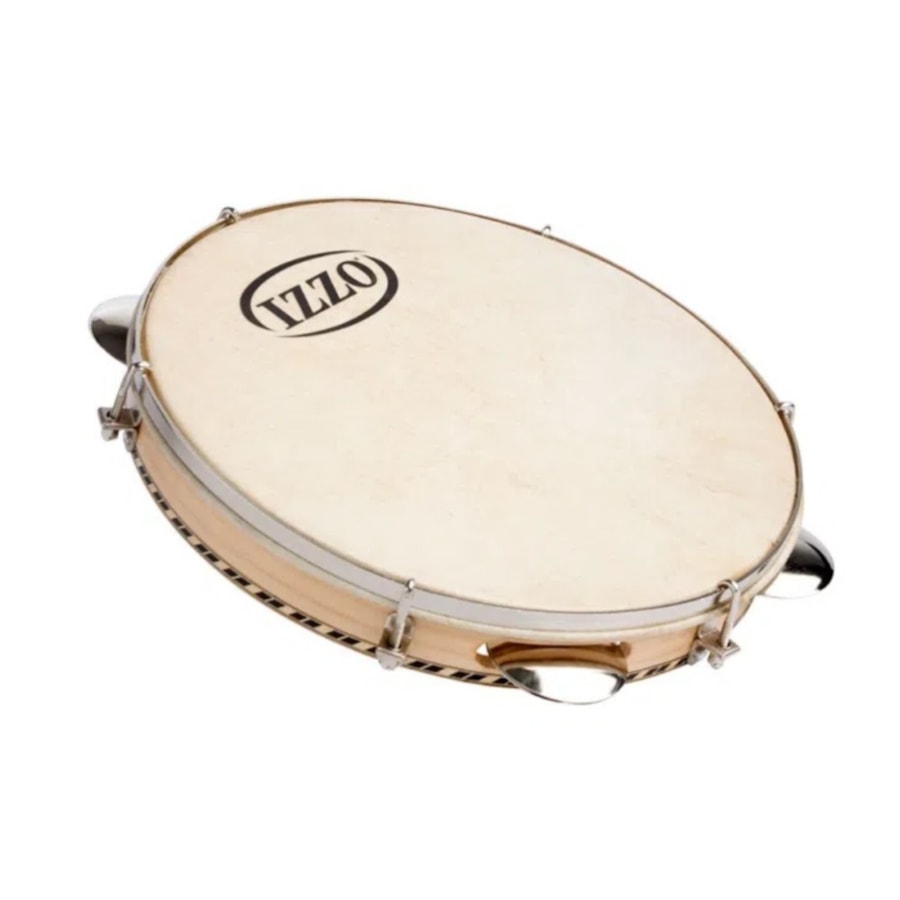 Pandeiro Izzo com Pele Animal de 8 Pandeiro Izzo com Pele Animal de 8