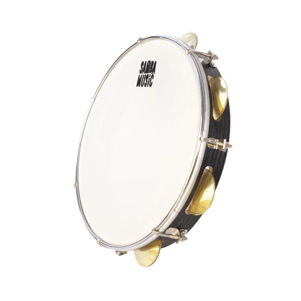 Pandeiro PHX Samba Music PD10LE BKW Preto Pele Leitosa 10 Polegadas