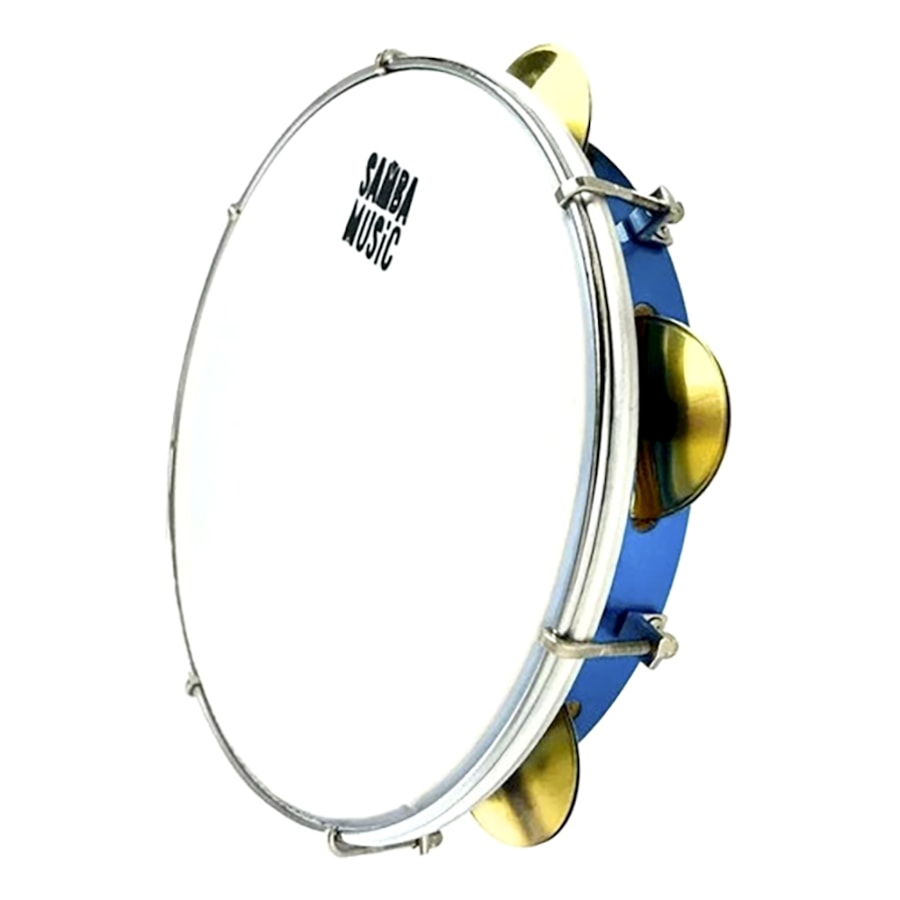 Pandeiro PHX Samba Music PD10LE BLS 10 Polegadas Azul Celeste Pele Leitosa