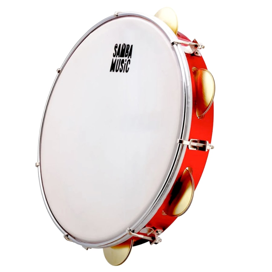 Pandeiro PHX Samba Music PD10LE RD Vermelho Pele Leitosa 10 Polegadas