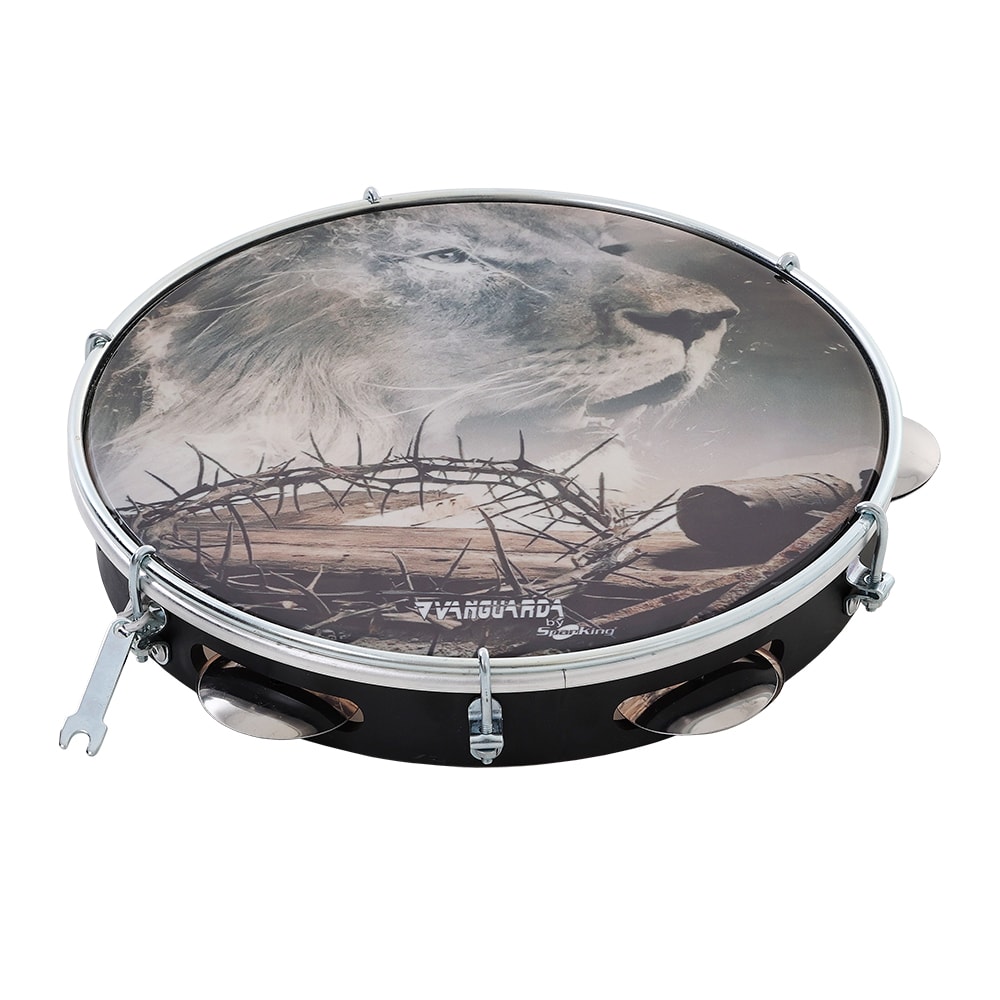 Pandeiro Vanguarda 10 Polegadas Pele Leitosa Leão