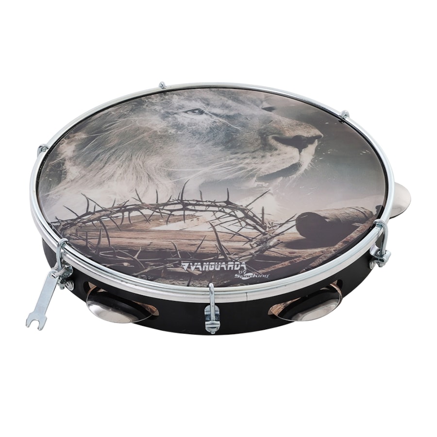 Pandeiro Vanguarda 10 Polegadas Pele Leitosa Leão Pandeiro Vanguarda 10 Polegadas Pele Leitosa Leão