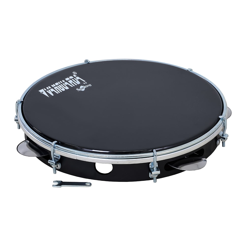 Pandeiro Vanguarda 10 Polegadas Pele Leitosa Preta