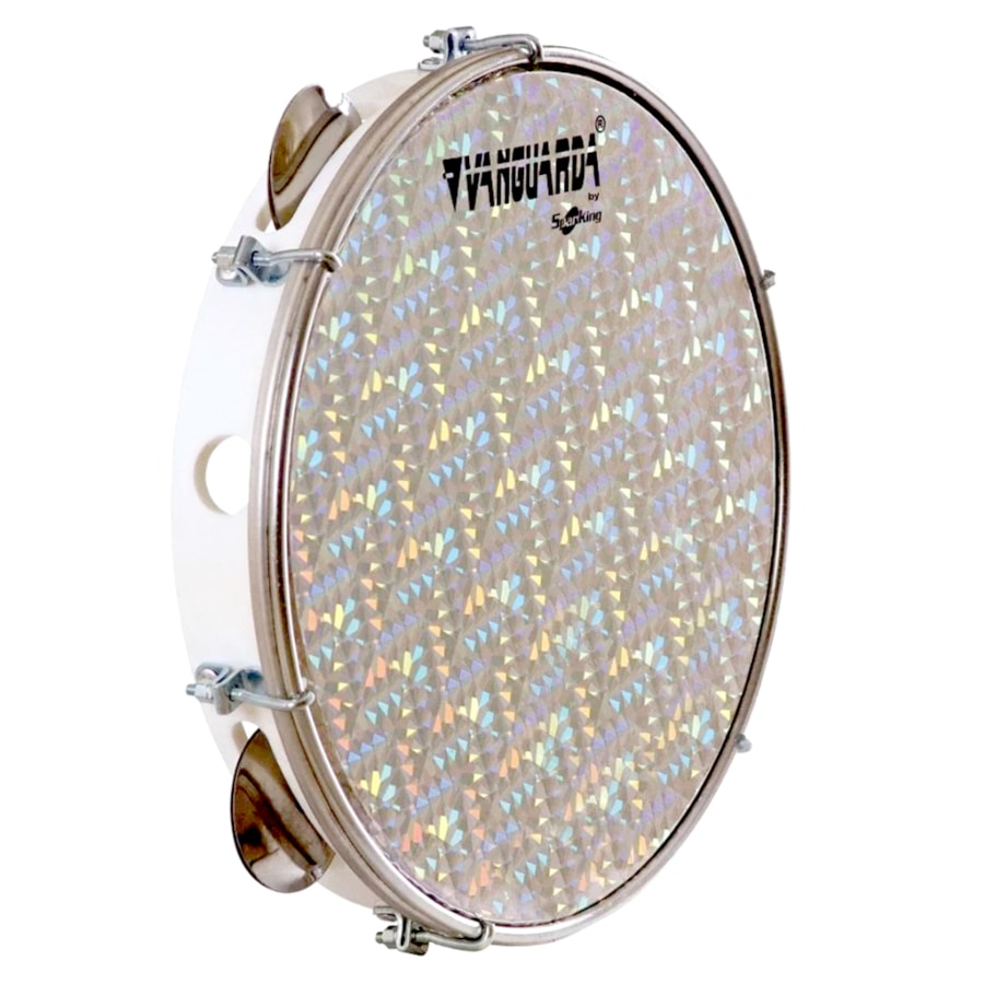 Pandeiro Vanguarda Spanking Abs Branco 10" Pele Holográfica Pandeiro Vanguarda Spanking Abs Branco 10" Pele Holográfica