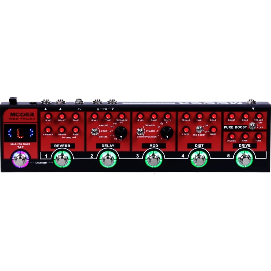 Pedaleira Mooer Red Truck CPT1 de Efeitos p/ Guitarra Pedaleira Mooer Red Truck CPT1 de Efeitos p/ Guitarra