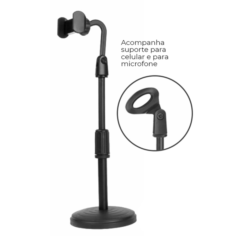 Pedestal de Mesa Smart SM-82 para Microfone e Celular Pedestal de Mesa Smart SM-82 para Microfone e Celular