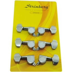 Tarraxas para Violão Strinberg AM01 Blindadas e Cromadas - 3+3 Tarraxas para Violão Strinberg AM01 Blindadas e Cromadas - 3+3