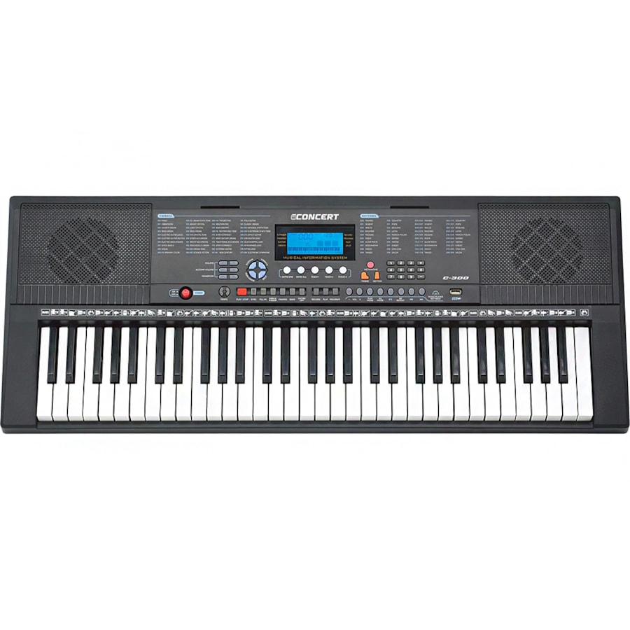 Teclado Concert C300 Arranjador de 61 Teclas C/ Fonte e Estante Teclado Concert C300 Arranjador de 61 Teclas C/ Fonte e Estante