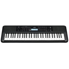 Teclado Yamaha PSR-E383 Arranjador de 61 Teclas Preto C/ Fonte e Estante de Partitura