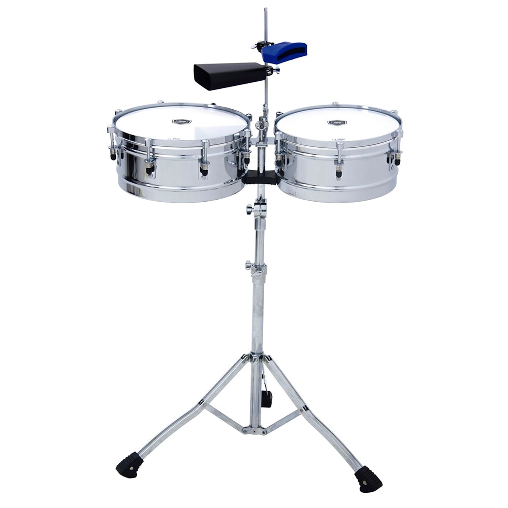 Timbales D One DPT600 13" e 14" Aço Inox C/ Cowbell, Block e Suporte