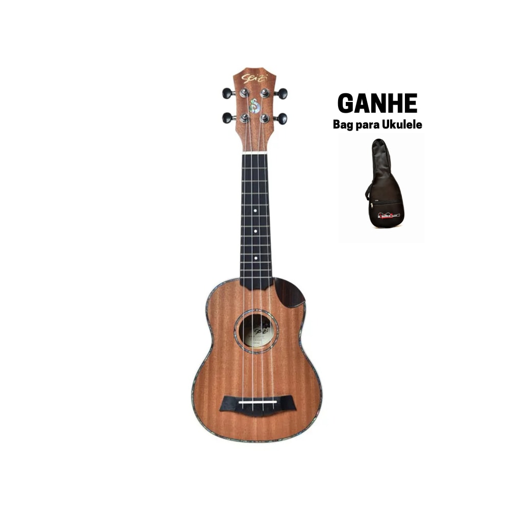 Ukulele Seizi Maui Crush Sapele Soprano Acústico com Bag