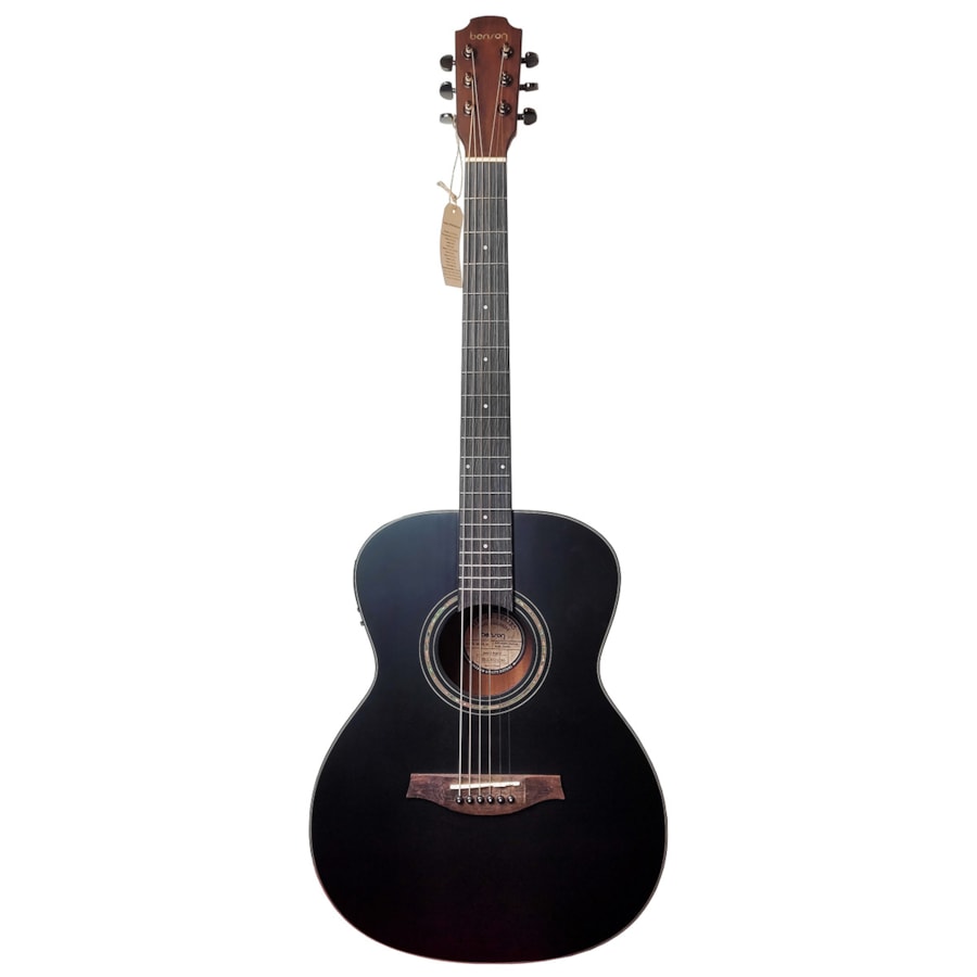 Violão Benson GF100E Black Satin Genesis Series Folk de Aço Fosco C/ Afinador