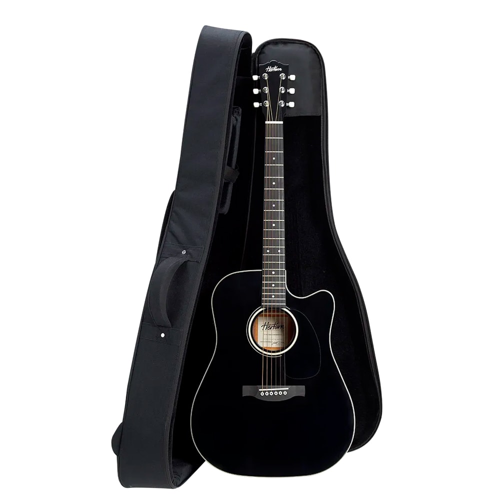 Violão Hertom Stage Dread CE BK Black Eletroacústico Aço C/ Bag