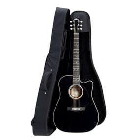 Violão Hertom Stage Dread CE BK Black Eletroacústico Aço C/ Bag