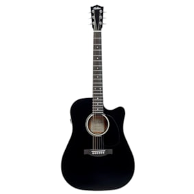 Violão Hertom Stage Dread CE BK Black Eletroacústico Aço C/ Bag