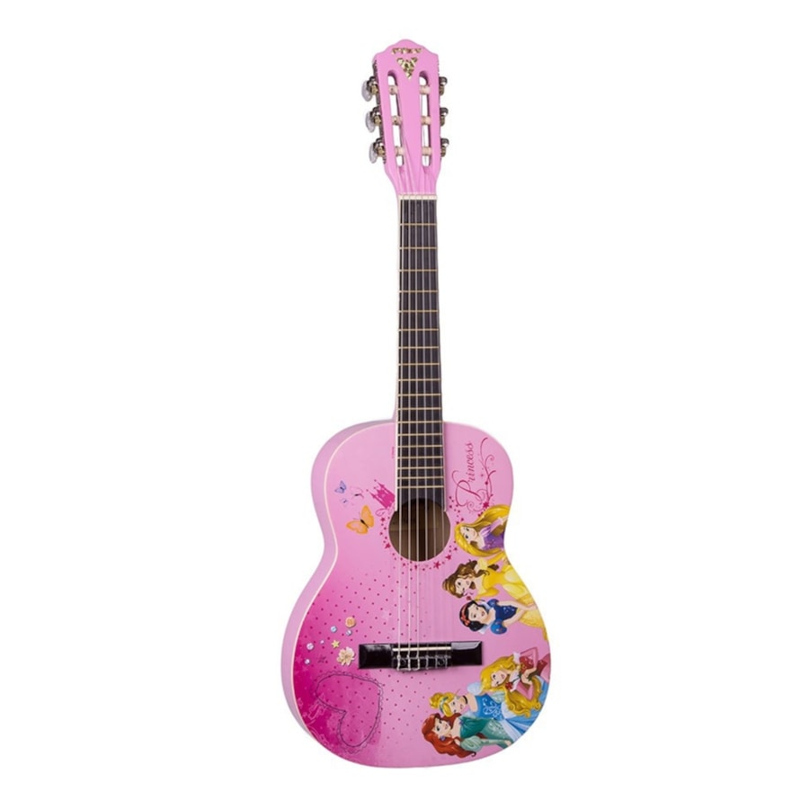 Violão Infantil PHX VIP-3 Princesas Disney Rosa c/ Capa