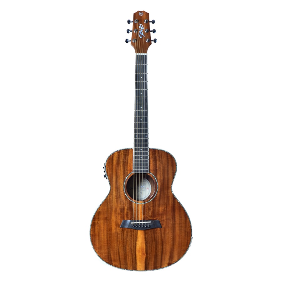 Violão Seizi Mini Kyoto de Aço Koa Brilhoso Tampo Sólido C/ Afinador e Bag Violão Seizi Mini Kyoto de Aço Koa Brilhoso Tampo Sólido C/ Afinador e Bag