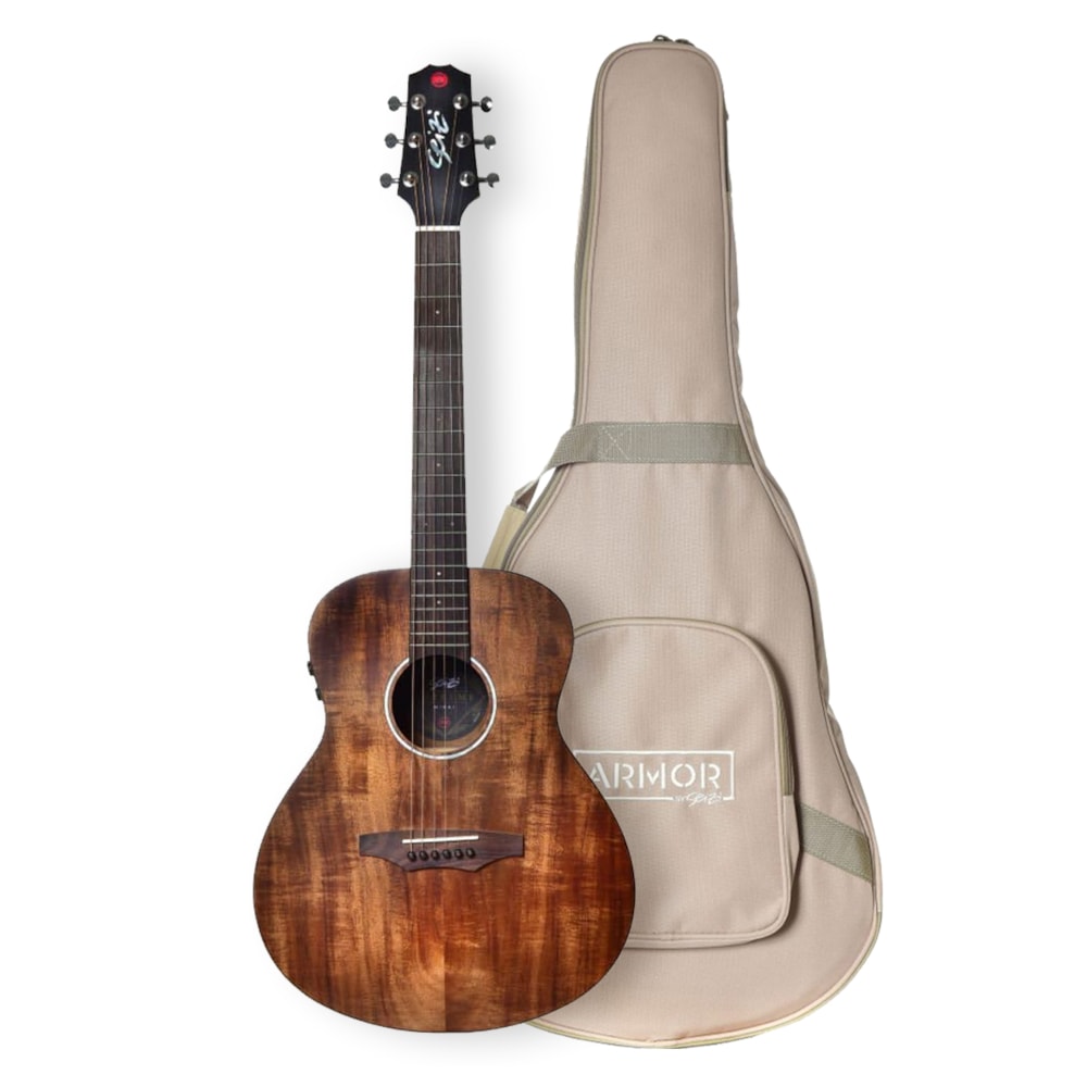 Violão Seizi Mini Ryu Mirai Linha Supreme Auditorium de Aço Koa c/ Pré com Efeitos e Bag