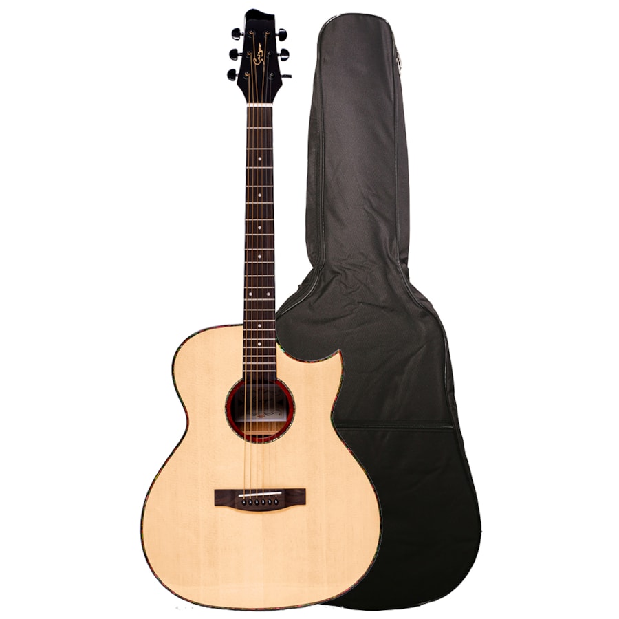 Violão Smiger FN90 NA Natural Fosco Eletroacústico Auditorium Aço C/ Bag e Afinador Violão Smiger FN90 NA Natural Fosco Eletroacústico Auditorium Aço C/ Bag e Afinador