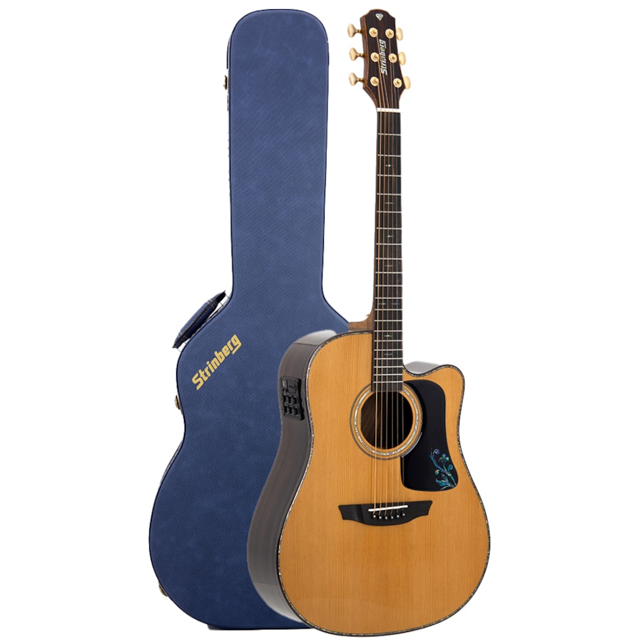 Violão Strinberg DD6SC RT N Natural Brilhoso Linha Diamon De Aço C/ Case