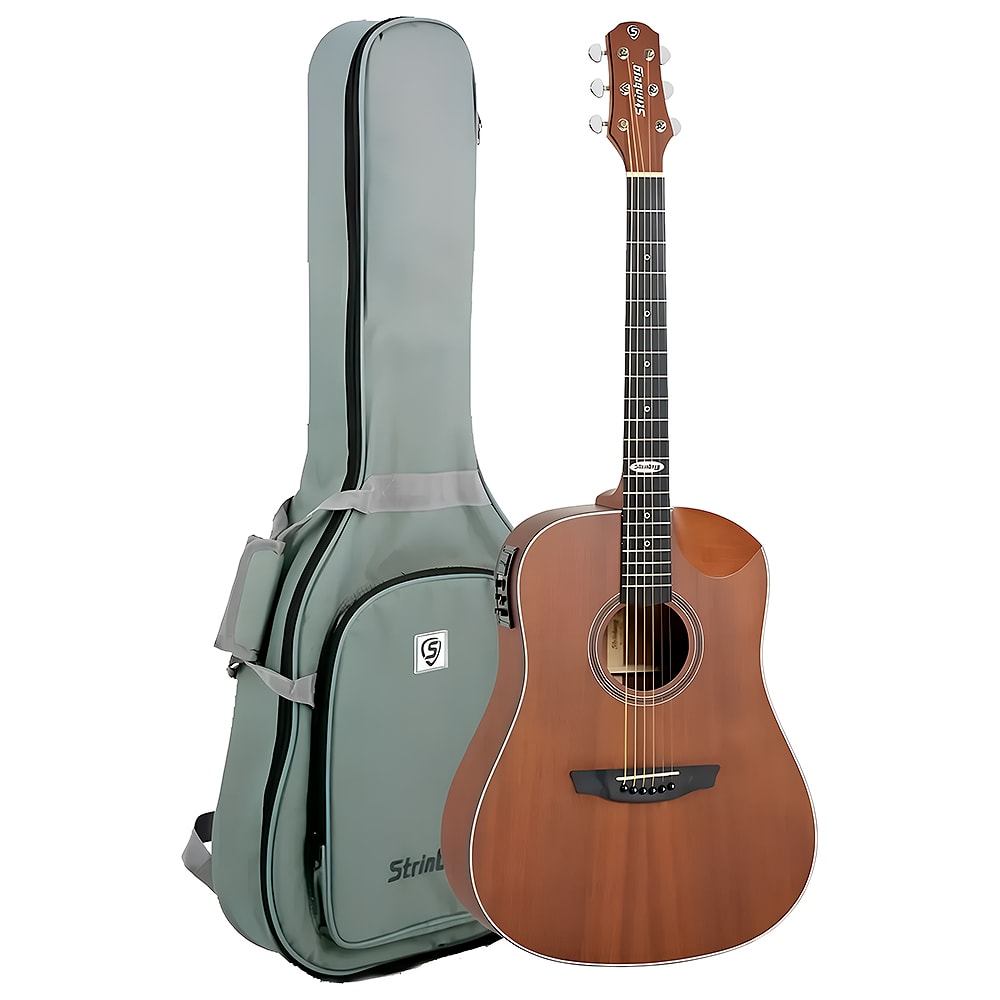 Violão Strinberg SD201HC MGS Folk Eletroacústico de Aço C/ Afinador e Bag Marrom Fosco