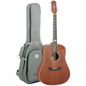 Violão Strinberg SD201HCR MGS Black Series Plus Folk Eletroacústico de Aço C/ Arm Rest, Afinador e Bag Marrom Fosco