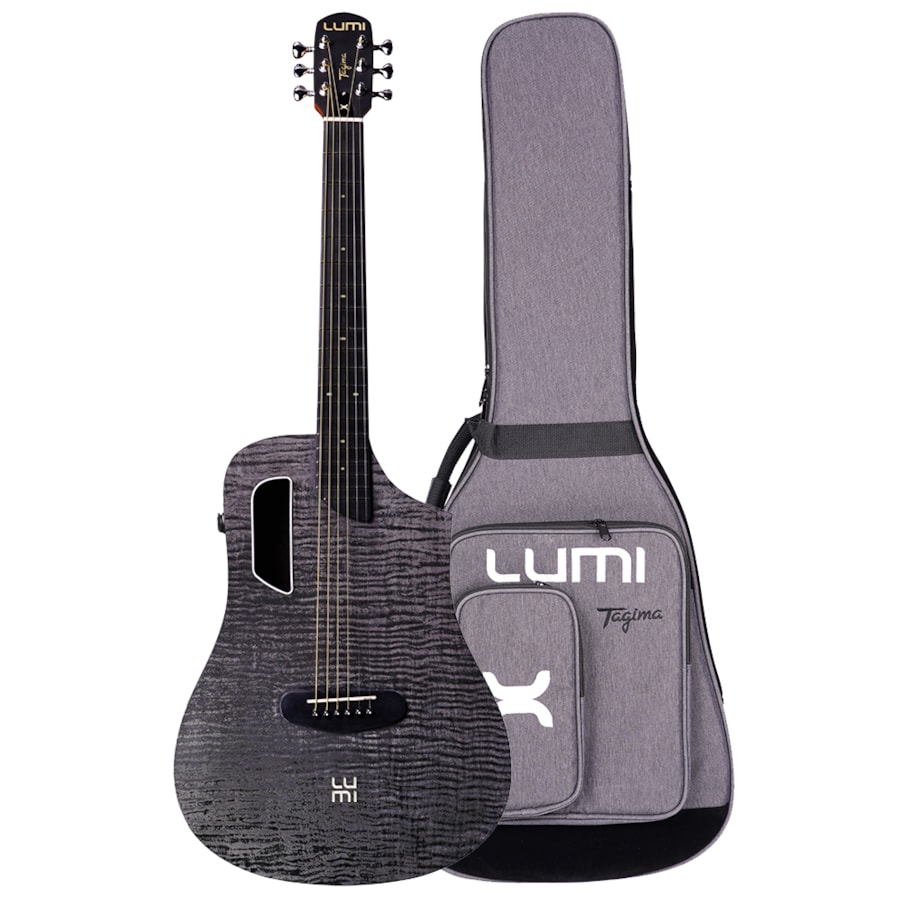 Violão Tagima Lumi-X Smart BKF HPL 36 Mini Preto Sparkle Satin Aço C/ Efeitos e Bag