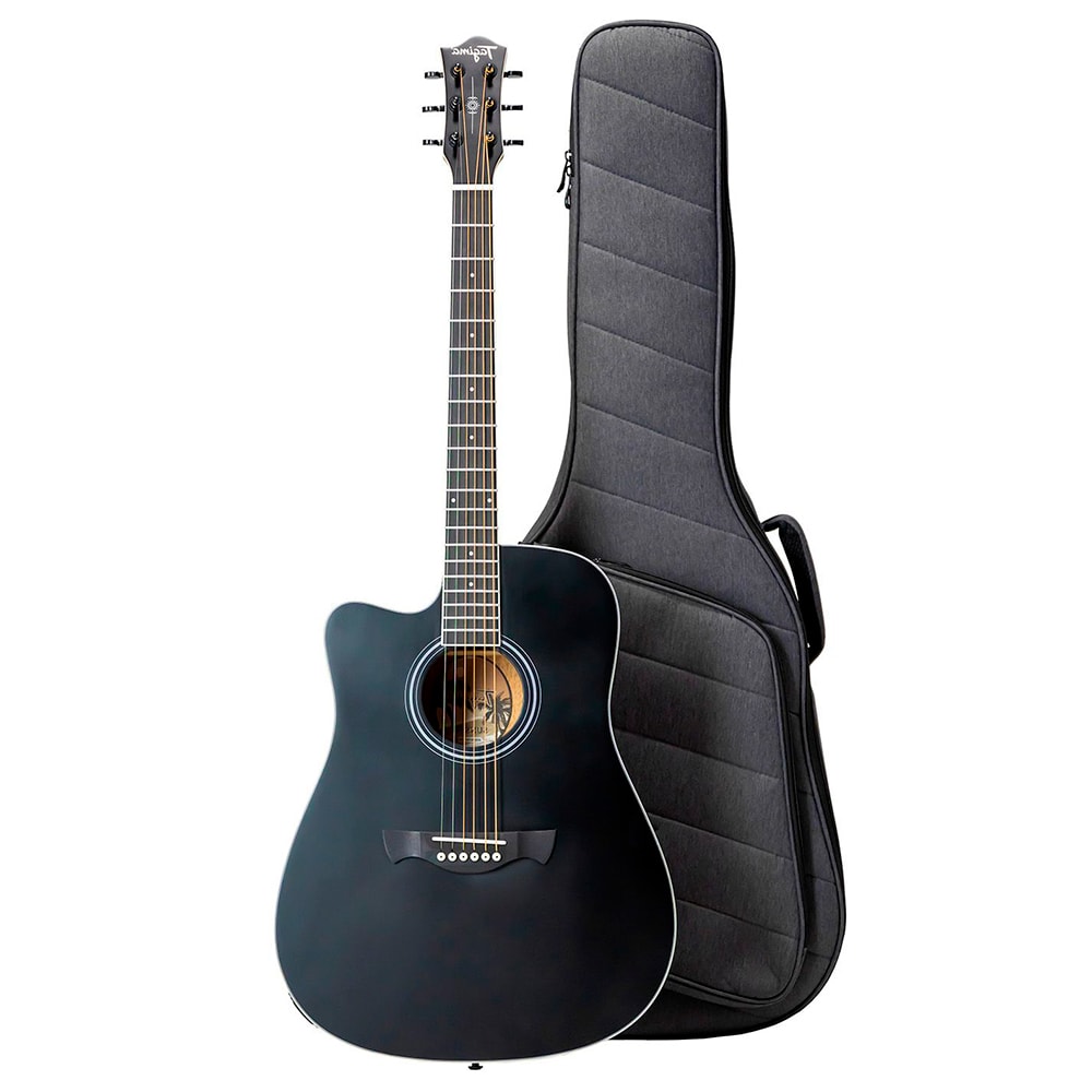 Violão Tagima Sunset EQ BKOP LH Black Open Pore Fosco Canhoto Eletroacústico Folk Aço C/ Bag