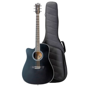 Violão Tagima Sunset EQ BKOP LH Black Open Pore Fosco Canhoto Eletroacústico Folk Aço C/ Bag