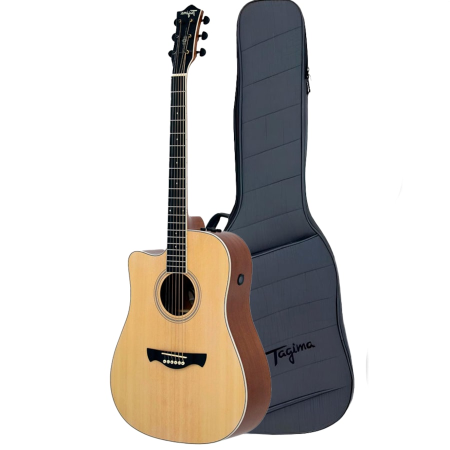 Violão Tagima Sunset NTOP LH Natural Open Pore Eletroacústico Folk Aço C/ Bag Violão Tagima Sunset NTOP LH Natural Open Pore Eletroacústico Folk Aço C/ Bag