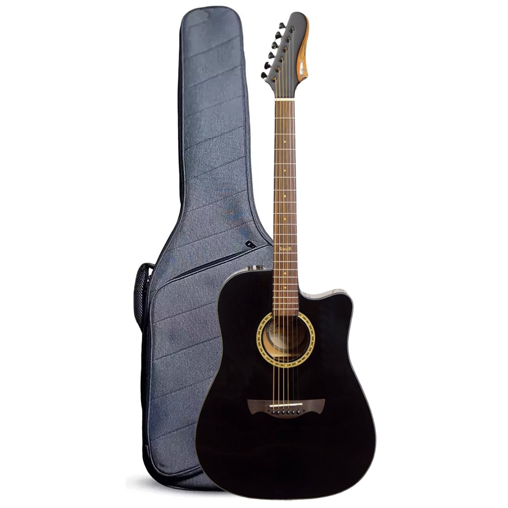 Violão Tagima Swell BK Deluxe Folk Aço Preto C/ Bag