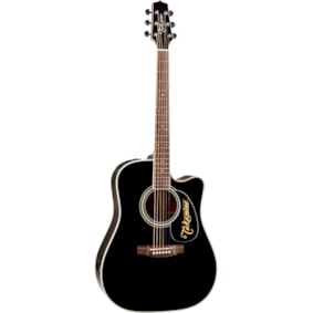 Violão Takamine Japonês EF341SC BK Preto Eletroacústico Aço C/ Semi Case
